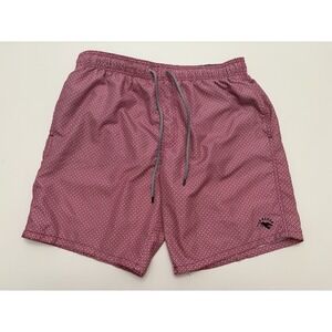 Ted Baker London Men's Swim Trunks Pink Geometric Sz 5 Zipper Pockets Lined